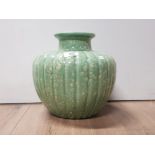 GREEN PUMPKIN POTTERY FLOOR VASE