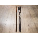 2 CARVED AFRICAN TRIBAL ORNAMENTAL SPEARS