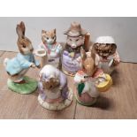 6 ROYAL ALBERT BEATRIX POTTER FIGURES INCLUDES PETER RABBIT AND MRS TIGGY WINKLE ETC