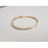 GOLD DIAMOND SAPPHIRE BANGLE 17.6G