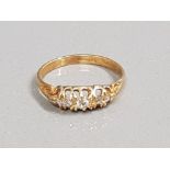 18CT GOLD FIVE STONE DIAMOND RING 2.6G SIZE Q