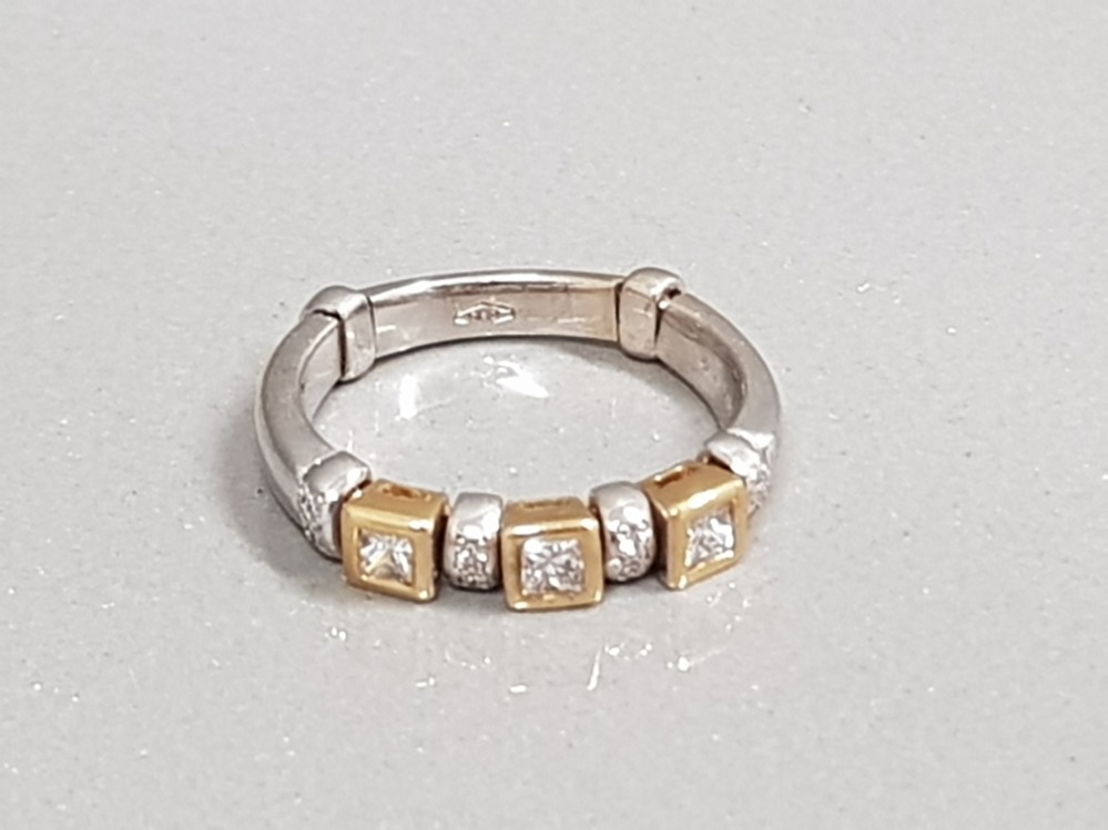 18CT WHITE AND YELLOW GOLD DIAMOND RING 5.3G SIZE N1/2