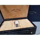 FRANCK MULLER CASABLANCA STAINLESS STEEL WRISTWATCH WITH BROWN LEATHER STRAP IN GOOD WORKING ORDER