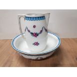 WASH BOWL & JUG BURSLEM WARE BOWL 42CMS JUG 32CMS