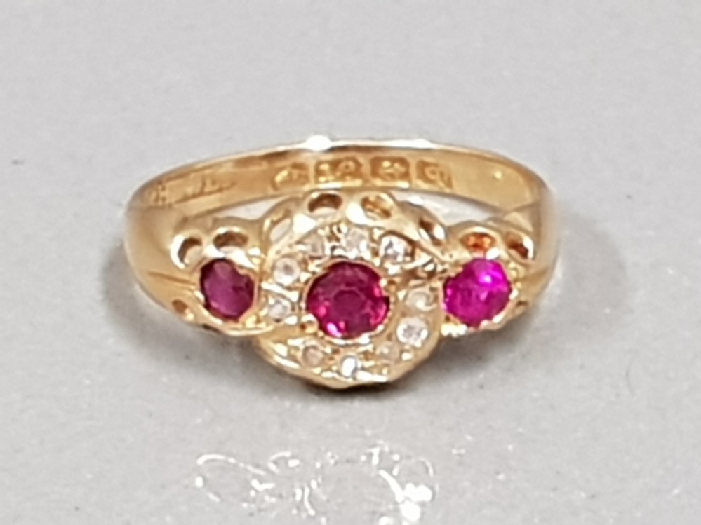 GOLD RUBY AND DIAMOND RING 1.8G SIZE H