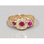 GOLD RUBY AND DIAMOND RING 1.8G SIZE H