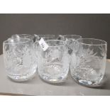 6 CUT GLASS CRYSTAL TANKARDS WITH GRAPE AND PINEAPPLE DESIGN 1.1KG