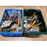 2 BOXES OF ASSORTED TOOLS INC FLOODLIGHT HAMMERS ETC
