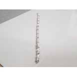 9CT WHITE GOLD STONE SET ORNATE BRACELET 16.3G