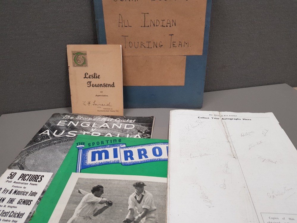 SCRAP BOOK CONTAINING ALL INDIAN TOURING TEAMS LESLIE TOWNSEND AND AUTOGRAPHS