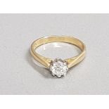 18CT GOLD DIAMOND SOLITAIRE RING APX .50CT 2.9G SIZE M1/2
