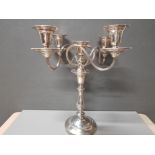 NICE PLATED CANDELABRA 5 SCONCES SPLITS INTO INDIVIDUAL CANDLE STICKS 39CMS