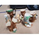 EARLY FAUNA PIECES BY HORNSEA POTTERY 7 SPILL VASES