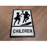 CAST METAL CHILDREN PLAYING WALL PLAQUE
