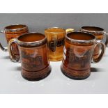 SET OF 4 RIDGWAY MACMILLAN TANKARDS ALL WITH SCENES FROM COACHING DAYS AND WAYS PLUS WADE TANKARD