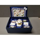 CHILDS PORCELAIN TEA SET UNUSED IN MINT CONDITION WITH BUTTERFLIES