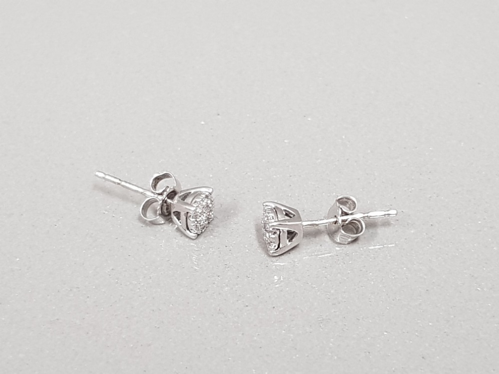 WHITE GOLD DIAMOND CLUSTER STUDS - Image 2 of 2