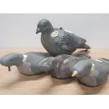 4 DECOY PIGEONS 3 WOOD PLUS 1 PLASTIC NEED RE PAINT