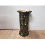 MAJOLICA REEDED COLUMN PLANT STAND OR UMBRELLA STAND