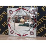MODERN SQUARE SHAPED MIRROR WITH SECTIONAL GLASS FRAME IN A HARLEQUIN STYLE 2FT