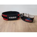 2 YORK FITNESS WEIGHT LIFTING BELTS