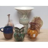 LOT OF STUDIO POTTERY INCLUDING PHYLLIS DUPUY, LOUIS HUDSON, MARCUS GOLDBERGER ETC