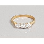 18CT GOLD DIAMOND THREE STONE RING 2.5G SIZE O