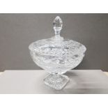 CRYSTAL CUT GLASS LIDDED CENTRE PIECE 4KG 23CMS X 30CMS