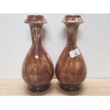 PAIR OF ART NOUVEAU VASES WITH HARES FUR GLAZE IN THE MANNER OF LINTHORPE UNSIGNED