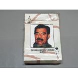 DECK OF CARDS FEATURING SADDAM HUSSEIN AND OTHERS ON AMERICAS MOST WANTED LIST WERE GIVEN TO THE US