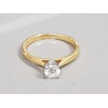 18CT GOLD DIAMOND SOLITAIRE RING APX .50CT SIZE N G/SI2