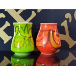 2 MINIATURE POOLE POTTERY RED AEGEAN VASES