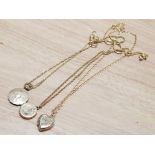 3 ROLLED GOLD LOCKET PENDANTS ON CHAINS