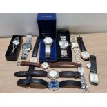 BOX OF 12 WRISTWATCHS INCLUDES RAYMOND WEIL AND SEKONDA ETC