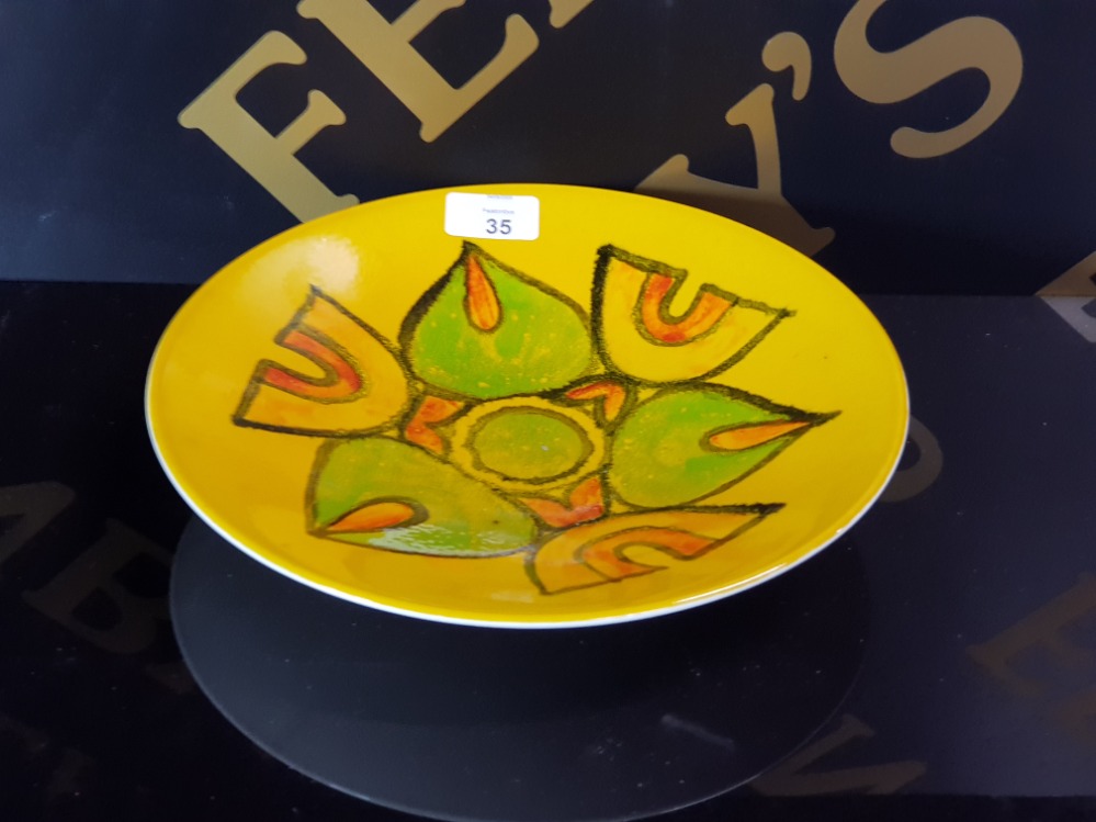 A 27CM POOLE POTTERY YELLOW AEGEAN PLATE