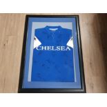 FRAMED CHELSEA FOOTBALL SHIRT BEARING SIGNATURES 100CM X 69CM