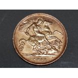 GOLD 1912 KING GEORGE V HALF SOVEREIGN COIN
