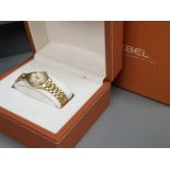 LADIES 18CT GOLD EBEL WATCH MOTHER OF PEARL DIAMOND DOT DIAL DIAMOND SET BEZEL QUARTZ MOVEMENT