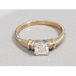 9CT GOLD PRINCESS CUT DIAMOND RING APX .50CT 2.3G SIZE O