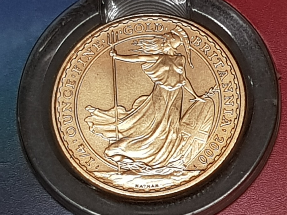 22CT GOLD 2000 BRITANNIA QUARTER OZ COIN STRUCK BY ROYAL MINT