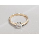 9CT GOLD DIAMOND SOLITAIRE RING APX .50CT 2.2G SIZE O