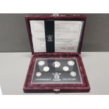 7 COIN UK ROYAL MINT 1996 SILVER PROOF ANNIVERSARY DECIMAL COIN SET IN ORIGINAL CASE WITH