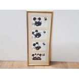 4 FRAMED CHINESE PANDA FIRST DAY COVERS 56CM X 24CM