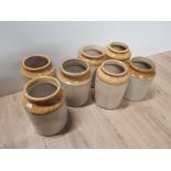 7 STONEWARE JARS AVERAGE HEIGHT 8INCHES