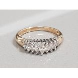 14CT GOLD MARQUIS EIGHT STONE DIAMOND RING 2.6G SIZE L1/2