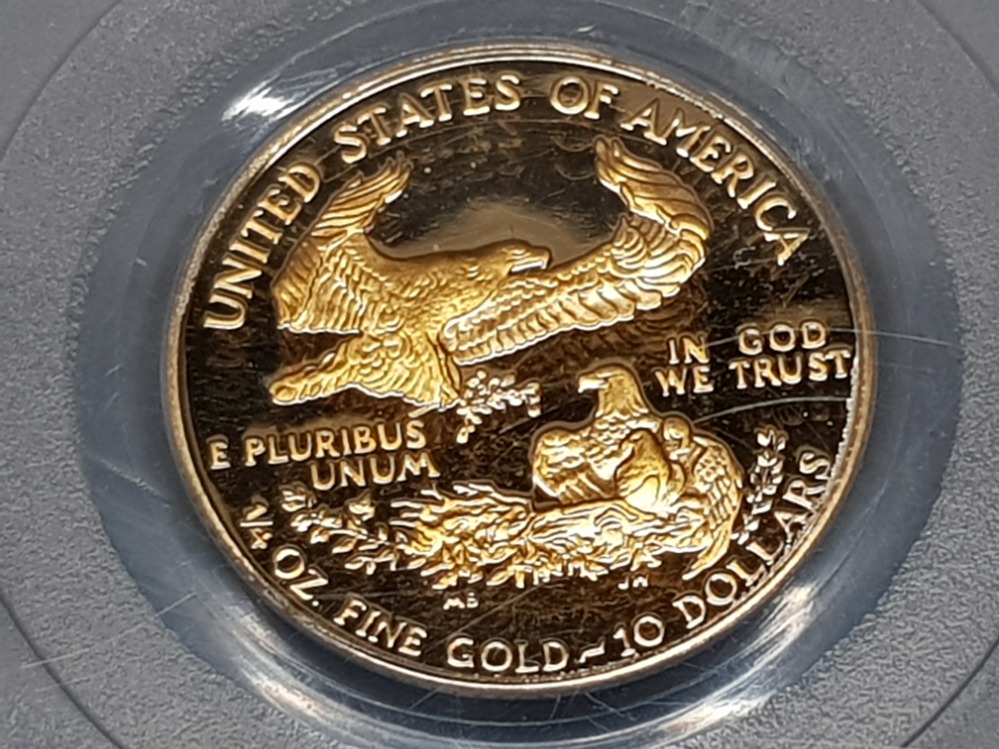 USA GOLD QUARTER OZ EAGLE PROOF IN SLAB