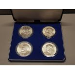 SET OF 4 USA SILVER LIBERTY COINS DATES 1971, 1972, 1973, AND 1974 ALL UNCIRCULATED IN CASE