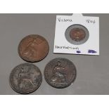 VICTORIAN COINAGE INCLUDES 1844 HALF FARTHING, 1841, 1854 AND 1858 PENNY