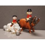 BESWICK NORMAN THELWELL KICK START 1982 FIGURINE SLIGHT DAMAGE TO EARS TOGETHER WITH A NORMAN