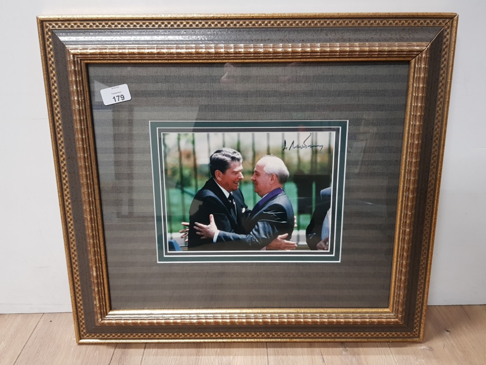 MIKHAIL GORBACHEV LEADER OF THE SOVIET UNION 1985-1991 SIGNED PHOTOGRAPH OF HIM GREETING PRESIDENT